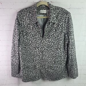 Alfred Dunner Gray Animal Print Jacket